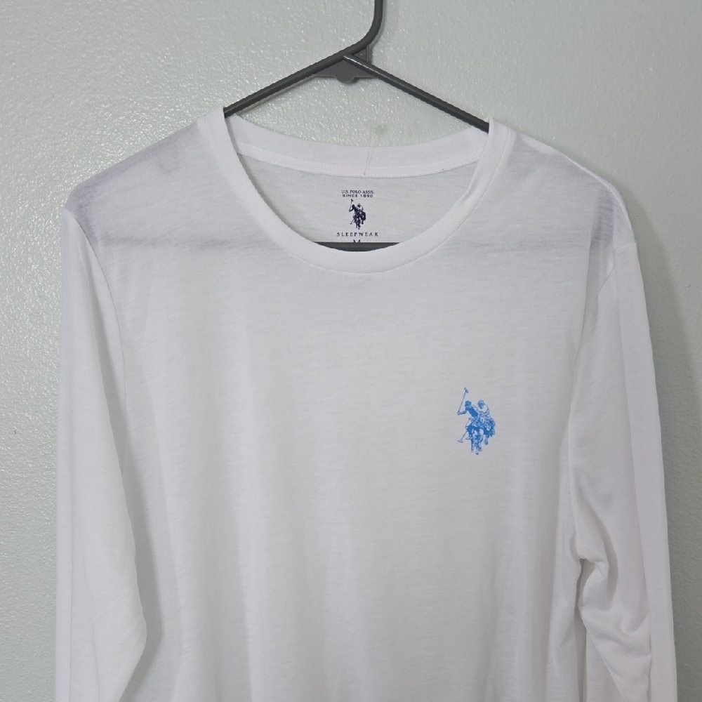 US Polo Assn | White Long Sleeve Tee Blue Logo Size Medium NWOT